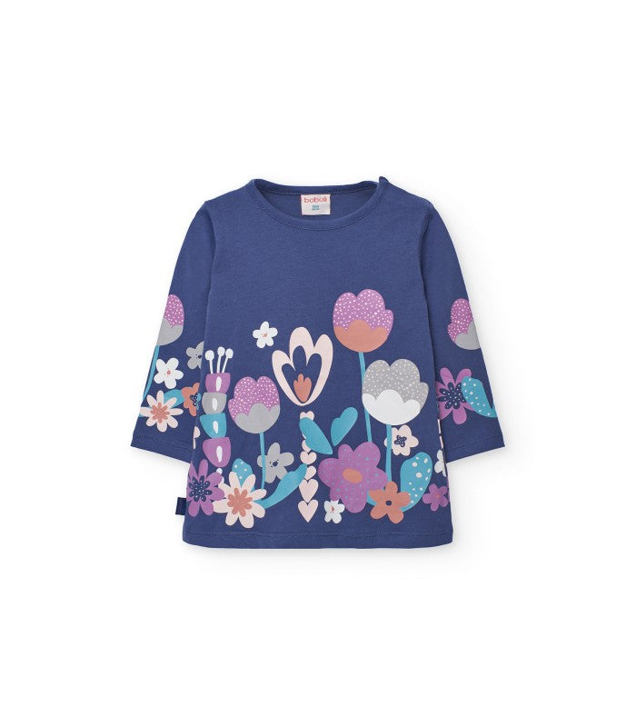 Conjunto niña de punto lila flores