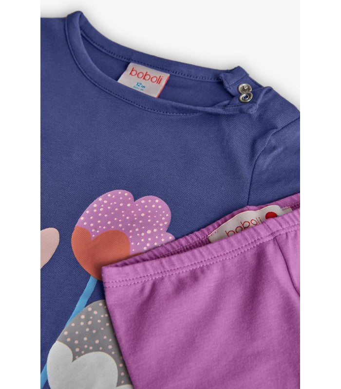 Conjunto niña de punto lila flores