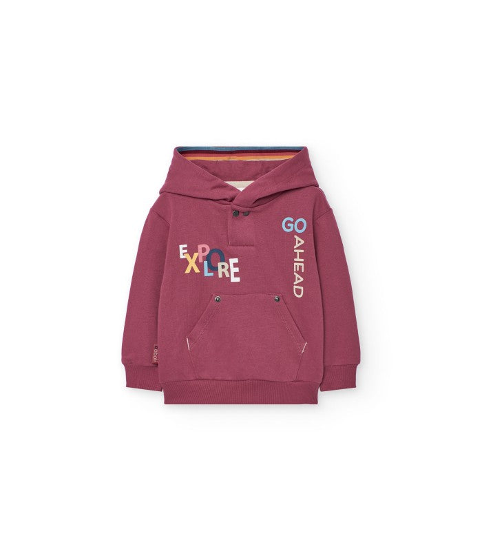 Sudadera niño felpa granate