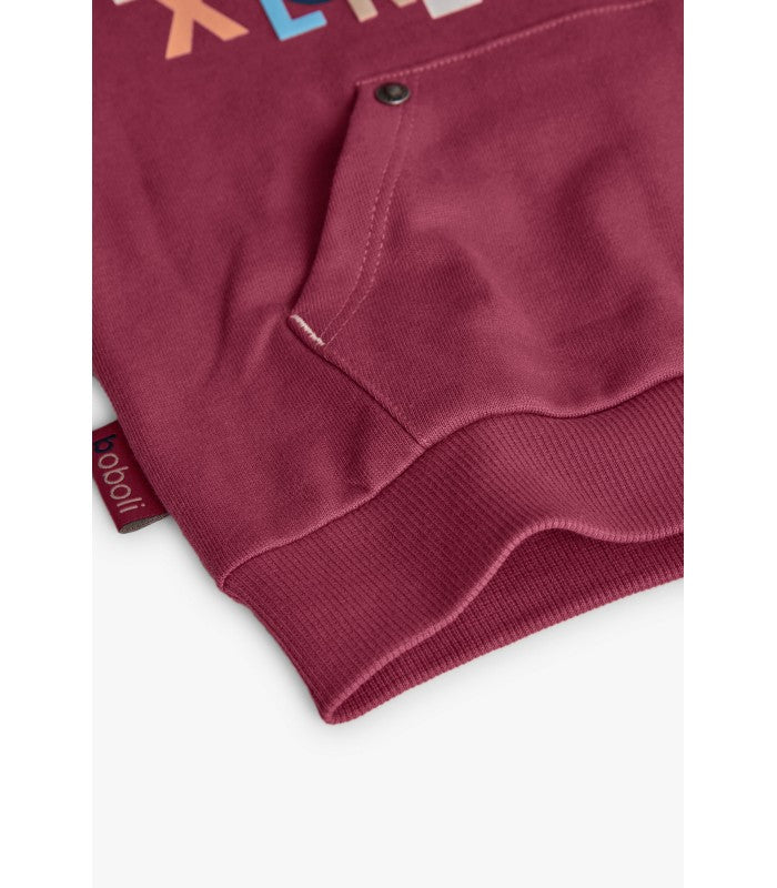 Sudadera niño felpa granate