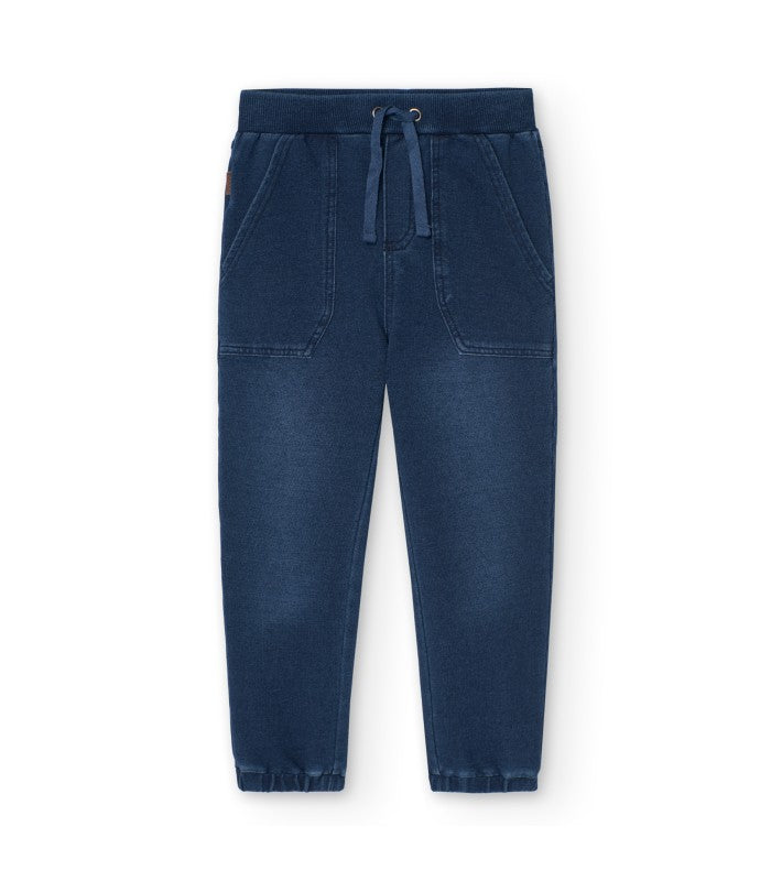 Pantalón demin felpa niño azul