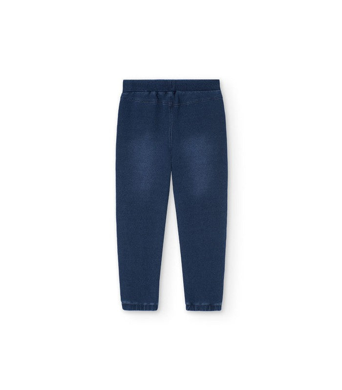 Pantalón demin felpa niño azul