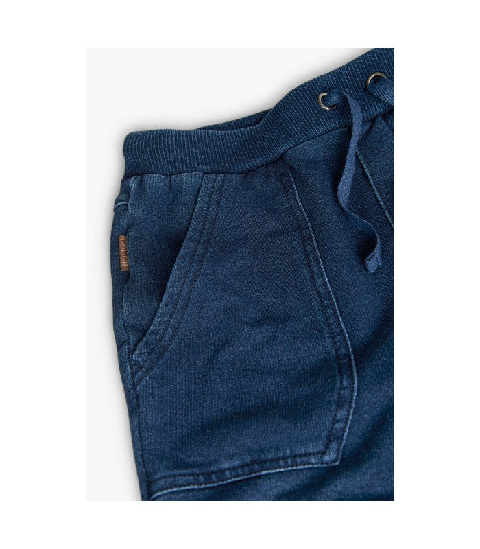 Pantalón demin felpa niño azul