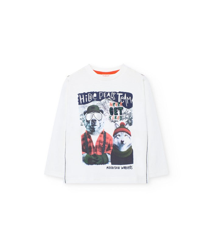 Camiseta niño algodón blanco animales