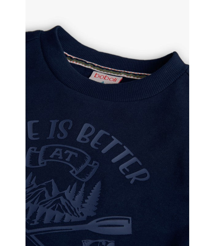 Sudadera felpa niño azul marino remos