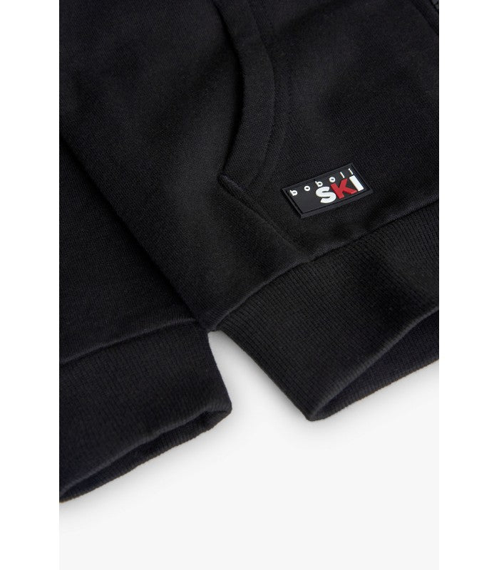 Boy's fleece jacket in black, red, and white