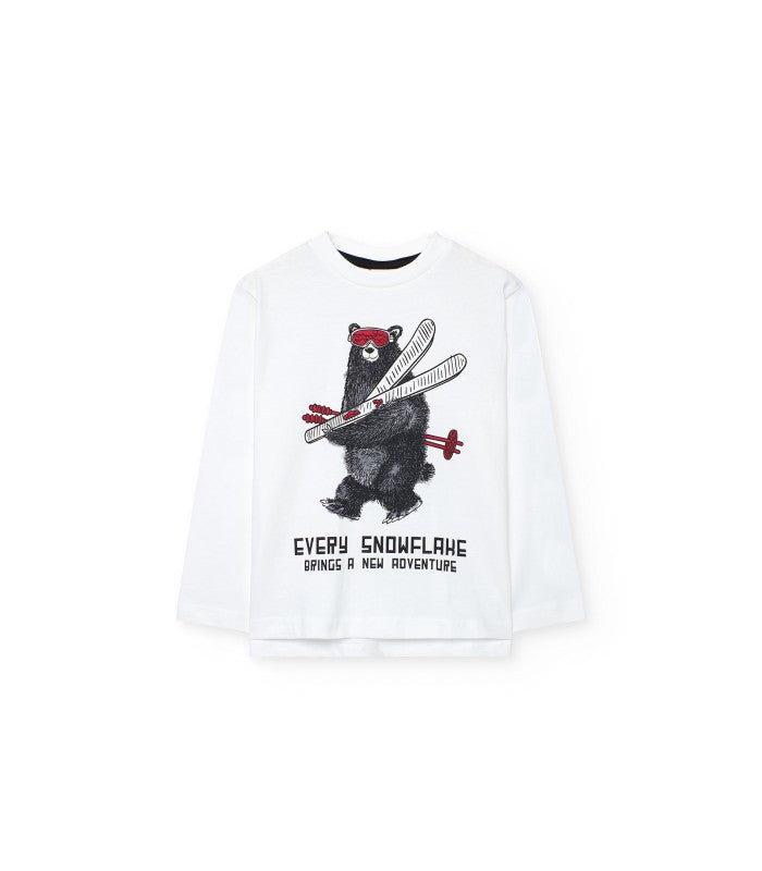 Camiseta niño algodón blanco oso