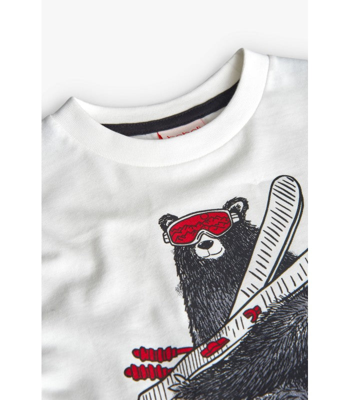 Camiseta niño algodón blanco oso