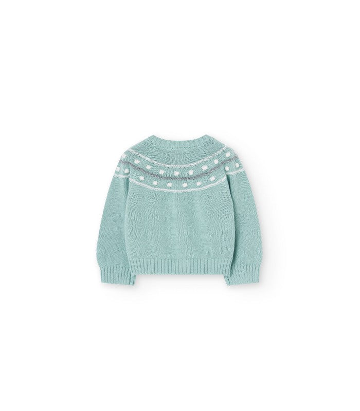 Chaqueta tricotosa para bebé verde agua