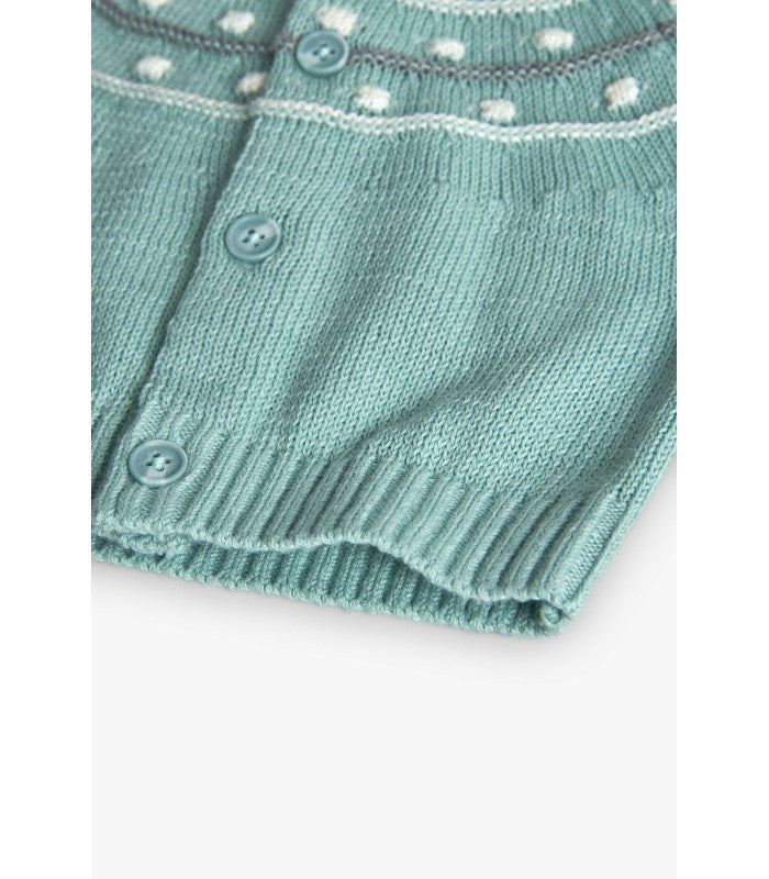 Chaqueta tricotosa para bebé verde agua