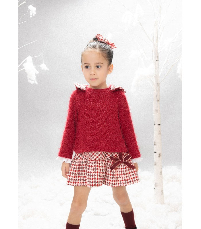 Vestido niña combinado punto con tweed. Modelo El Prado