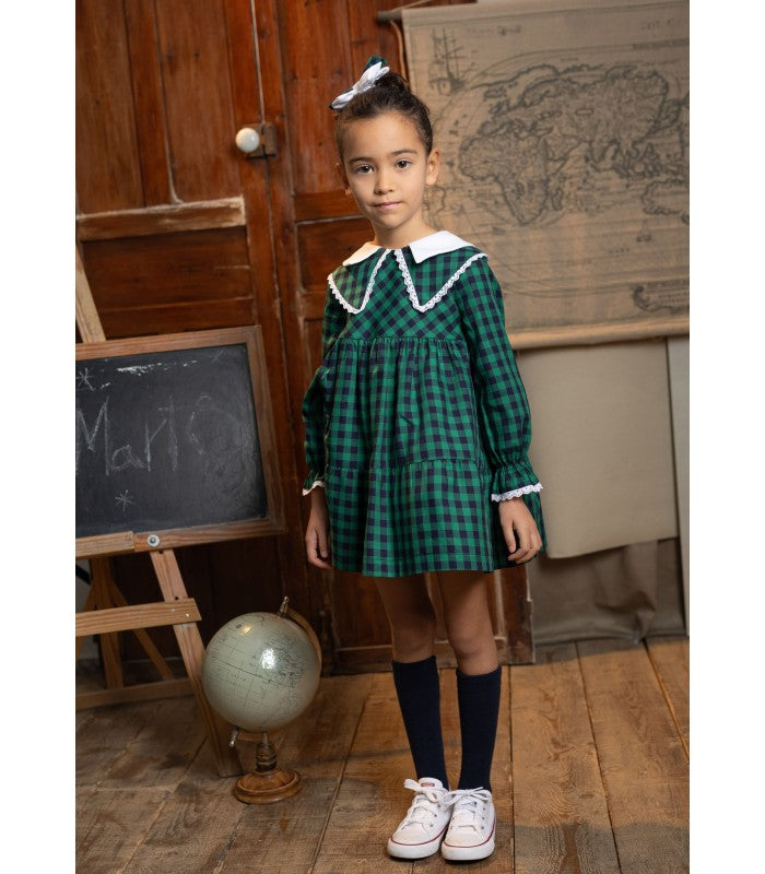 Vestido Niña cuadros verdes. Modelo MET