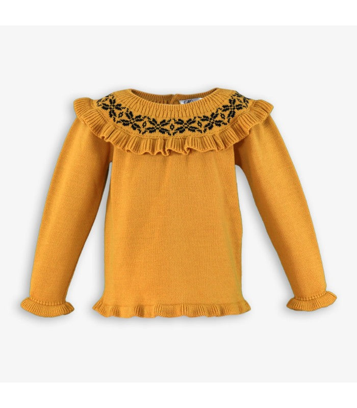 Jersey de punto para niña color mostaza