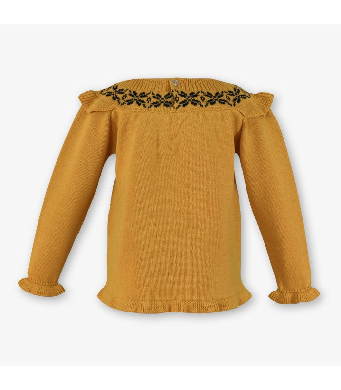 Jersey de punto para niña color mostaza