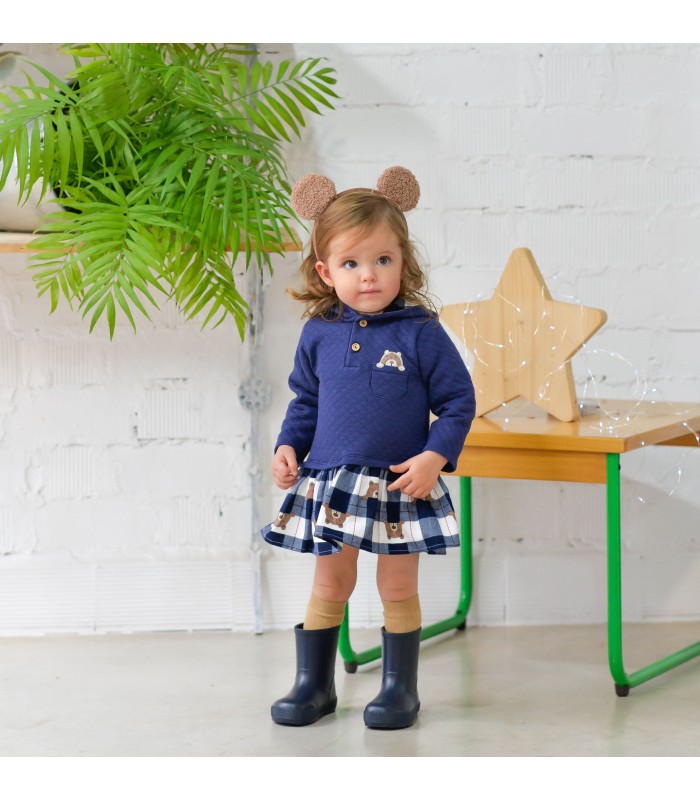 Vestido color marino para bebé niña.