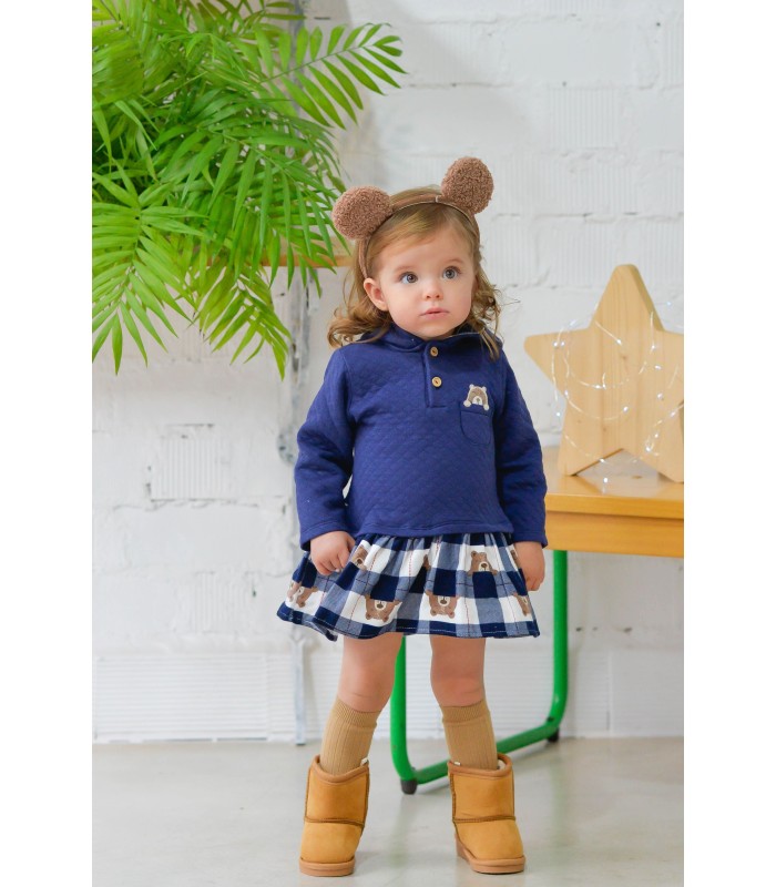 Vestido color marino para bebé niña.