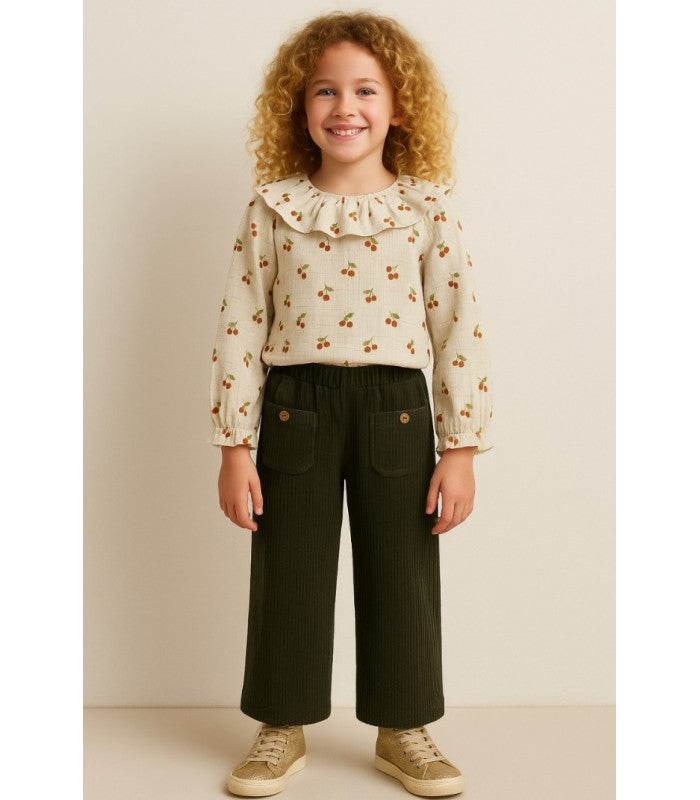 Conjunto niña de blusa y pantalón pana