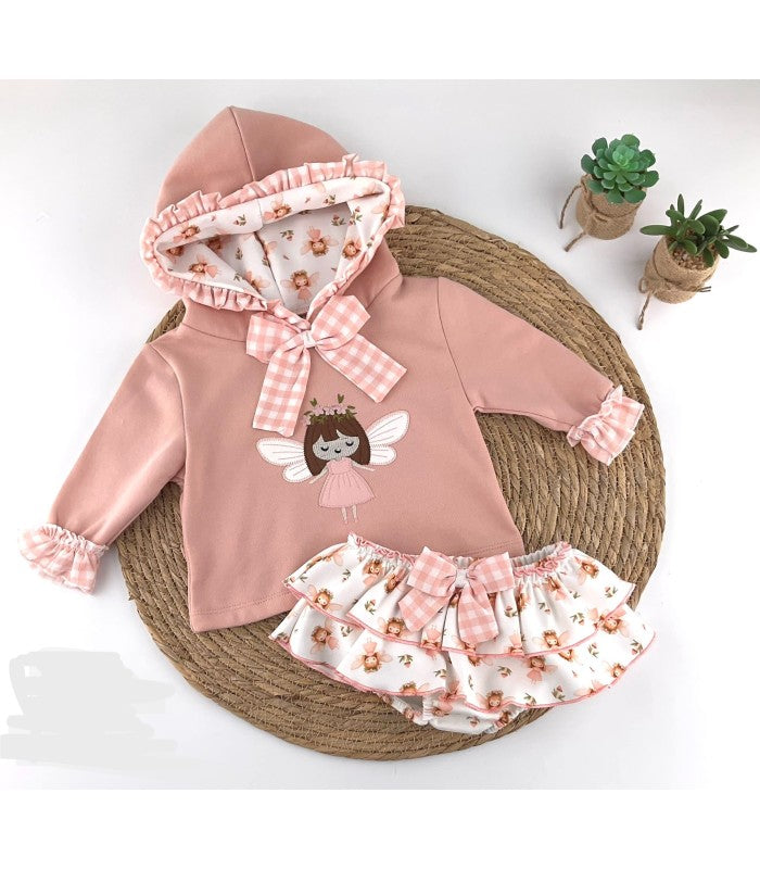 Conjunto de Sudadera con Hada y Braguita Volantes para bebé niña