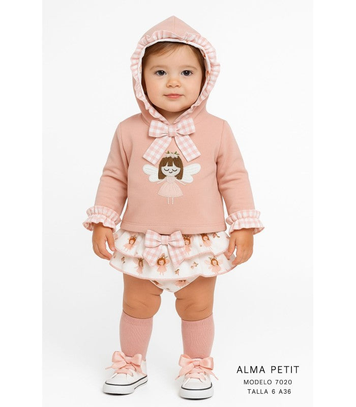Conjunto de Sudadera con Hada y Braguita Volantes para bebé niña