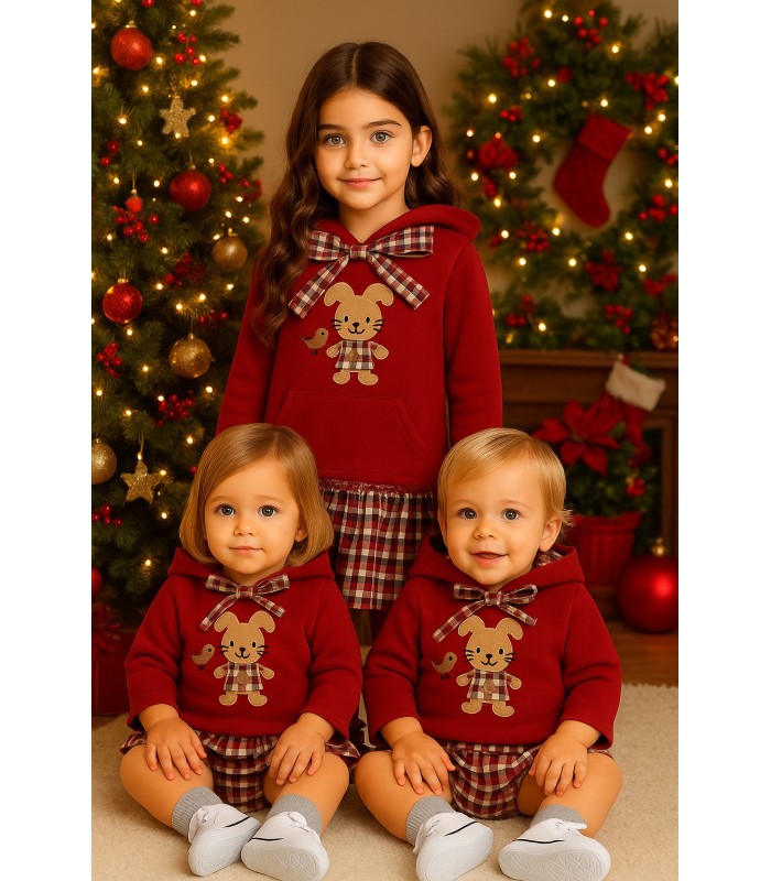 Conjunto de Sudadera y Bombacho de Cuadros  para bebé niño