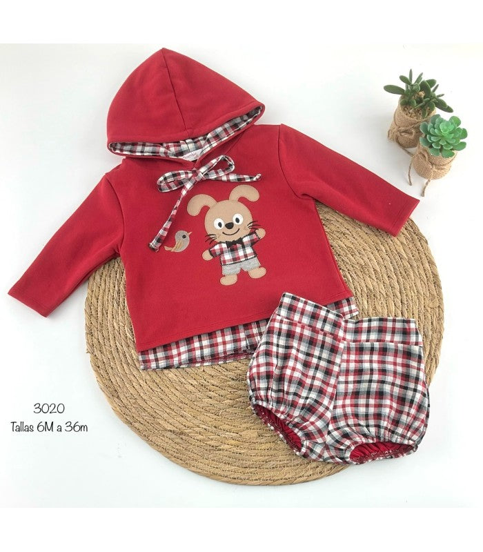 Conjunto de Sudadera y Bombacho de Cuadros  para bebé niño