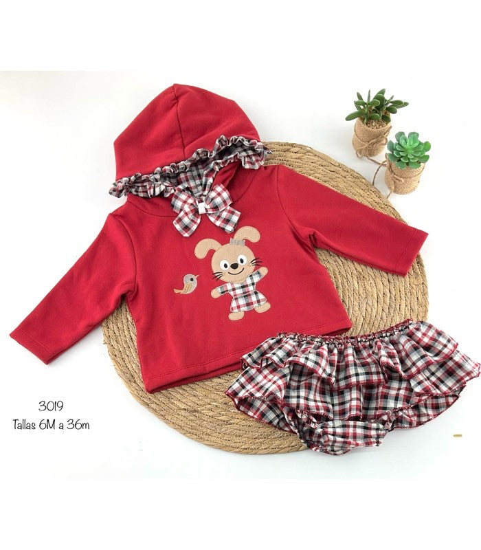 Conjunto Conejo de Sudadera y braguita para bebé niña