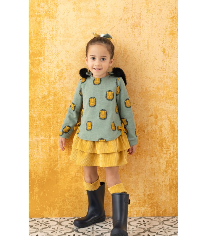 Vestido combinado con falda de pana. Modelo Agropolis
