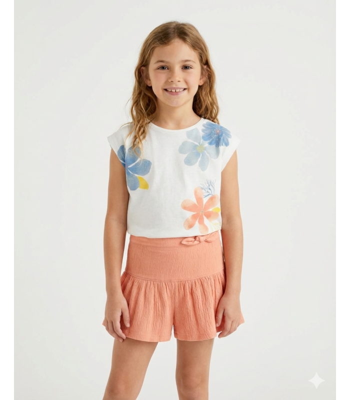 Conjunto de camiseta y short para niña. Modelo You Cute