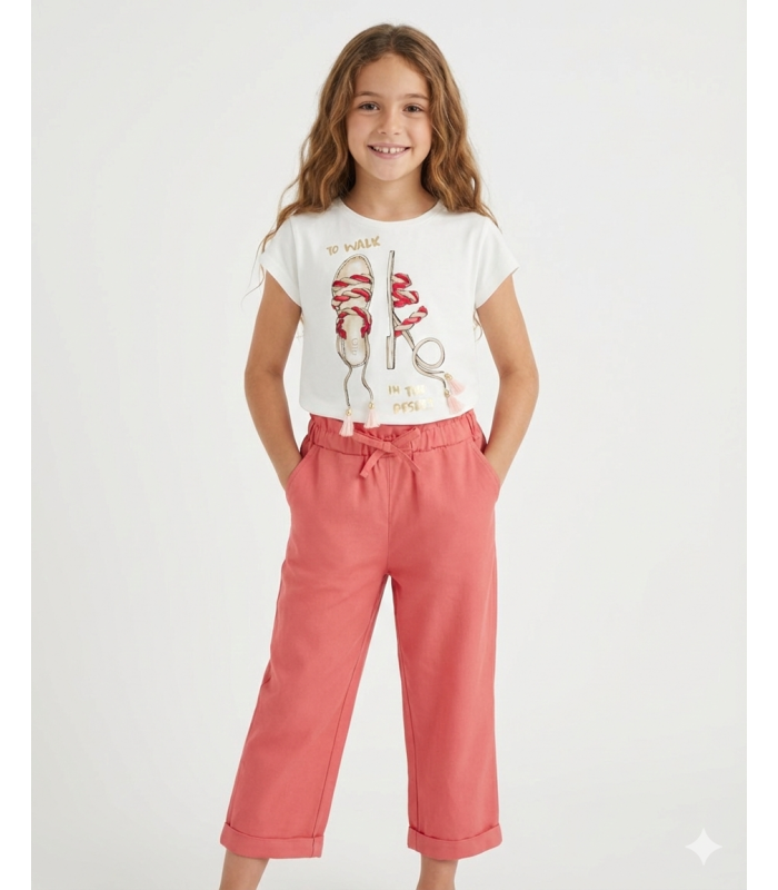 Conjunto de camiseta y pantalón wide leg. Modelo Sandals