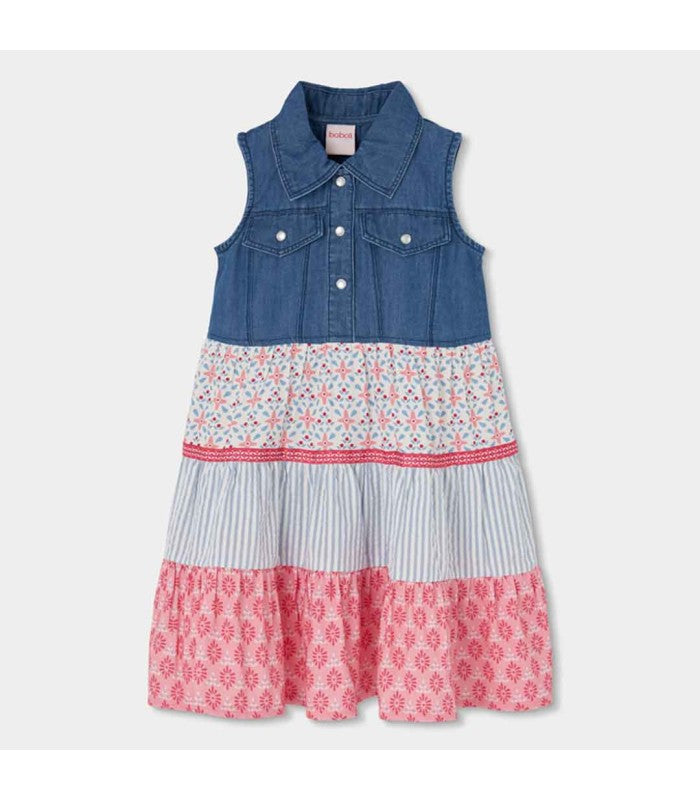 Vestido demin combinado niña