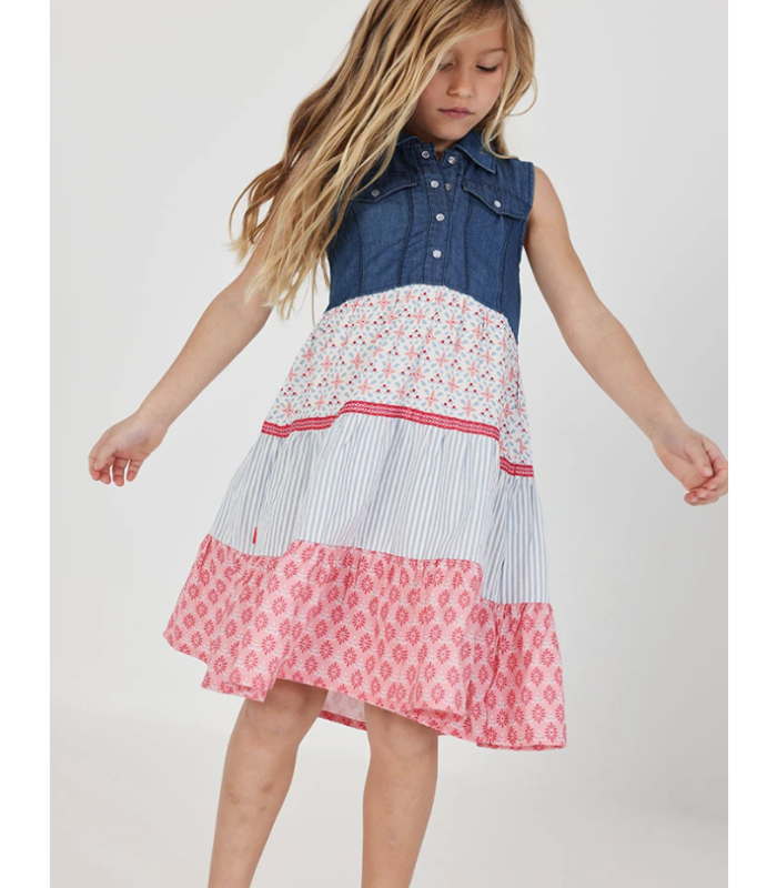 Vestido demin combinado niña