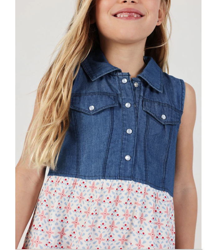 Vestido demin combinado niña