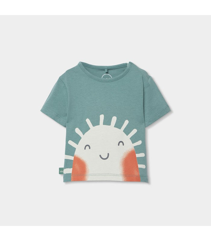 Conjunto bebé camiseta y pantalón corto algodón verde