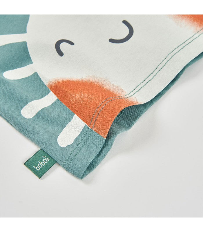 Conjunto bebé camiseta y pantalón corto algodón verde