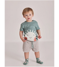 Conjunto bebé camiseta y pantalón corto algodón verde