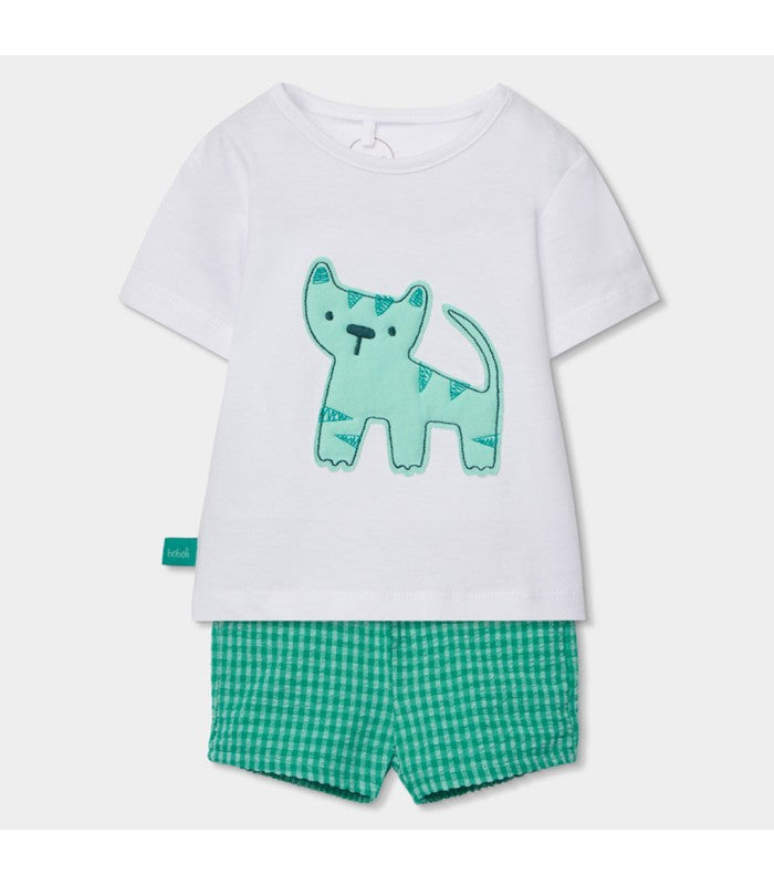 Conjunto bebé niño de camiseta y short verde