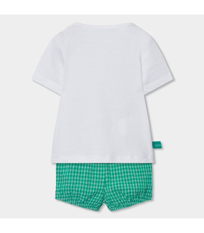 Conjunto bebé niño de camiseta y short verde