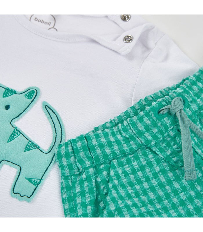 Conjunto bebé niño de camiseta y short verde