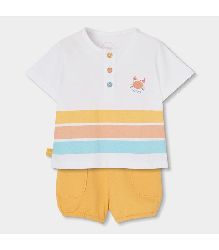 Conjunto bebé niño  de camiseta y short naranja