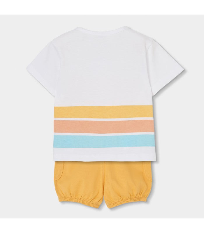 Conjunto bebé niño  de camiseta y short naranja