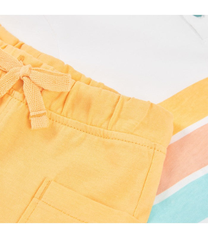 Conjunto bebé niño  de camiseta y short naranja