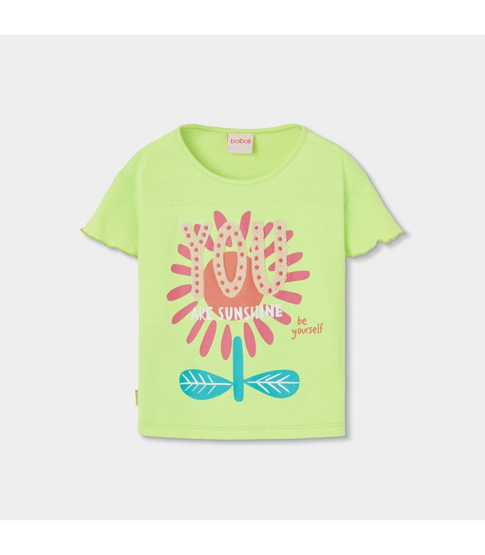 Camiseta verde estampada para niña