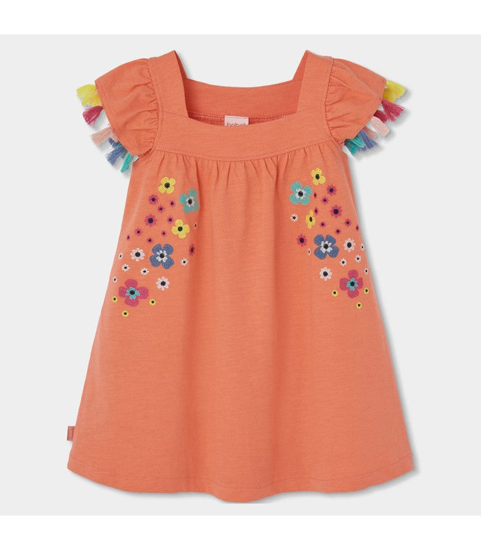 Vestido punto flecos para niña