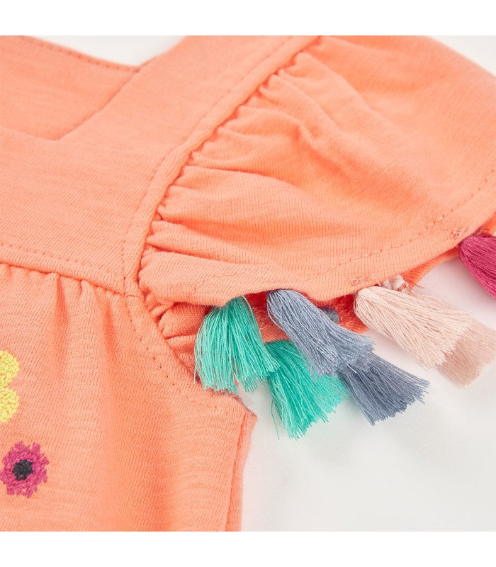 Vestido punto flecos para niña