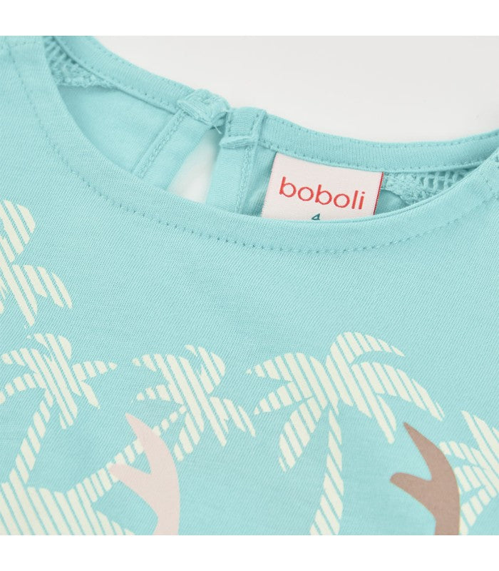Camiseta turquesa estampada niña