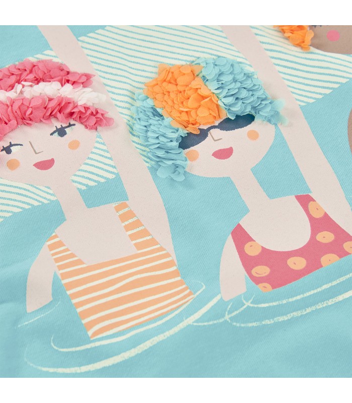 Camiseta turquesa estampada niña