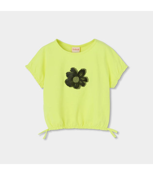 Camiseta niña verde con flor