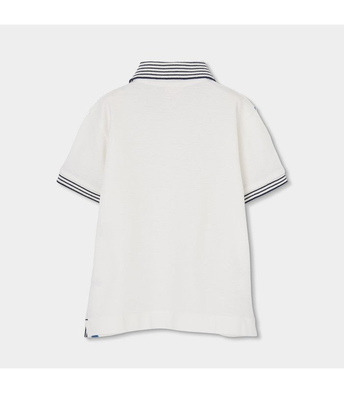 Polo niño algodón blanco estampado