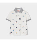 Polo niño algodón blanco estampado