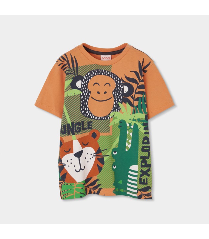 Camiseta naranja estampada niño